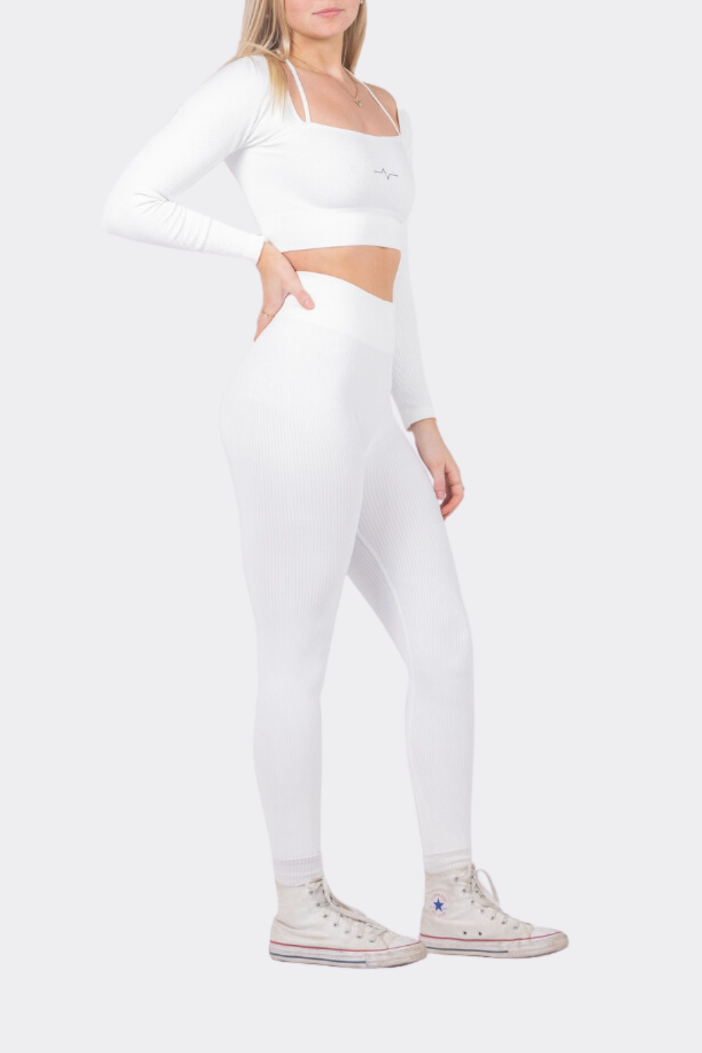 One Strap White Leggings