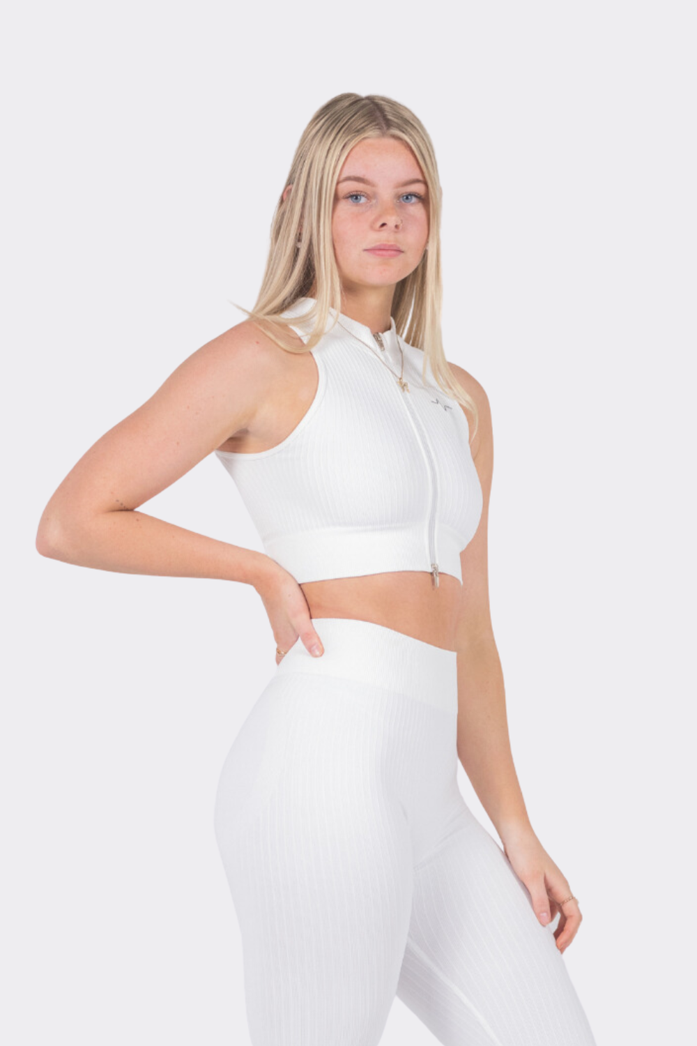 Spring Zip Up White Top