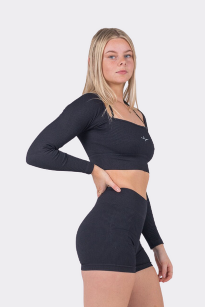 Evoque Black Long Sleeved Top