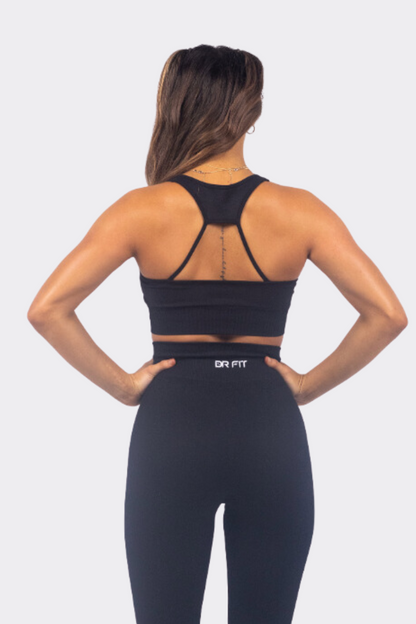 Square Neck Black Bra