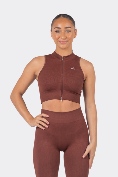 Spring Zip Up Chocolate Top